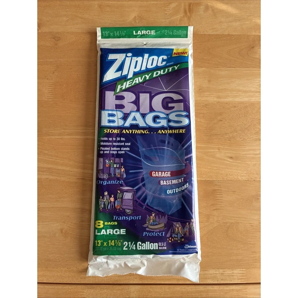 Ziploc Heavy Duty LARGE 8 Count Big Bags 13